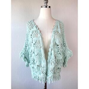 Denim 24/7 Blue Crochet Shawl Cardigan Fairy Whimsy size 1X